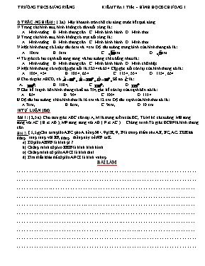 Kiểm tra 1 tiết - Hình học 8 Chương I